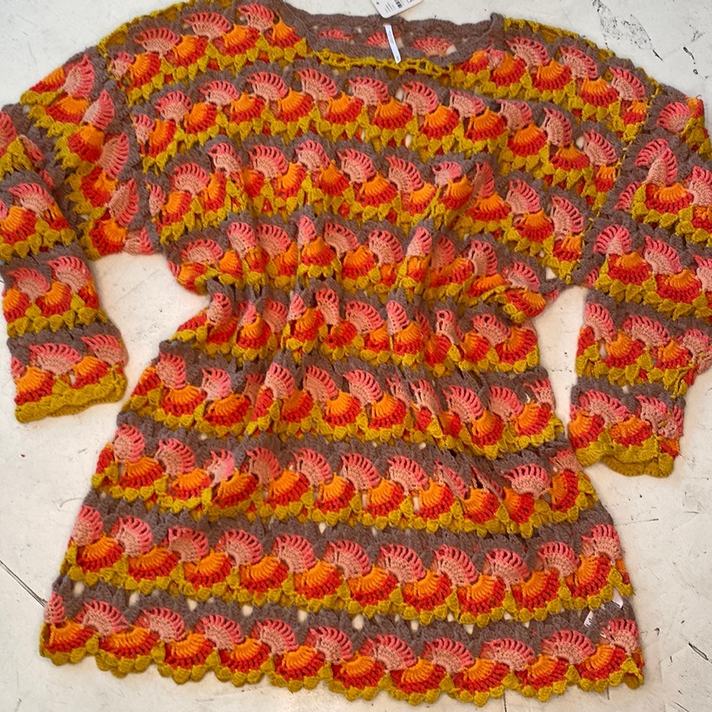 Free People Little Fan crochet tunic/coverup